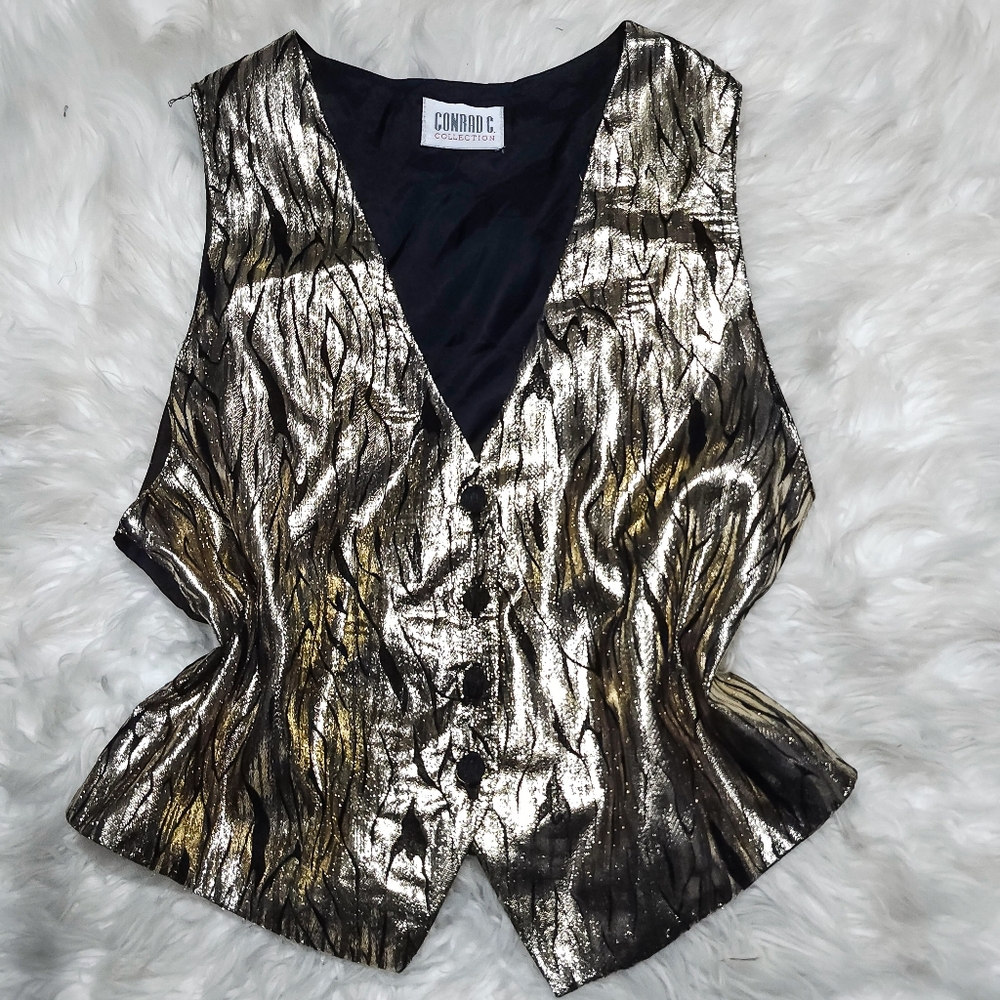 🖤 Vintage Conrad C Metallic Gold Vest 🖤